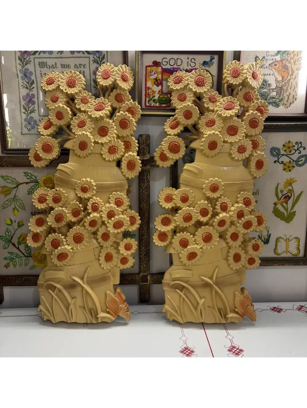 Floral 3d wall art vintage 70s